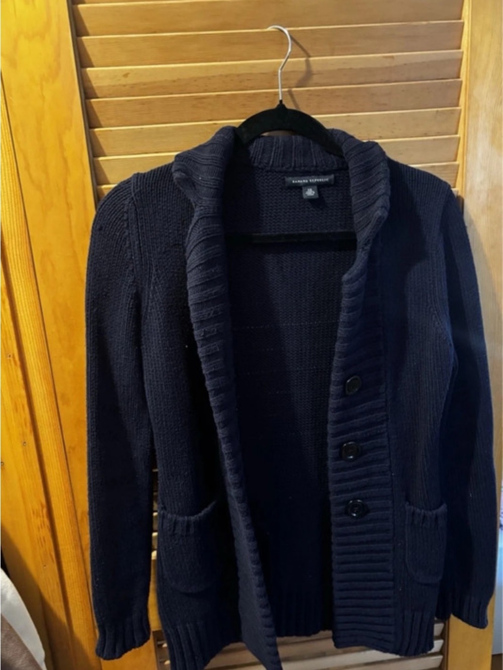 Banana Republic Navy Shawl-Collar Knit Cardigan
